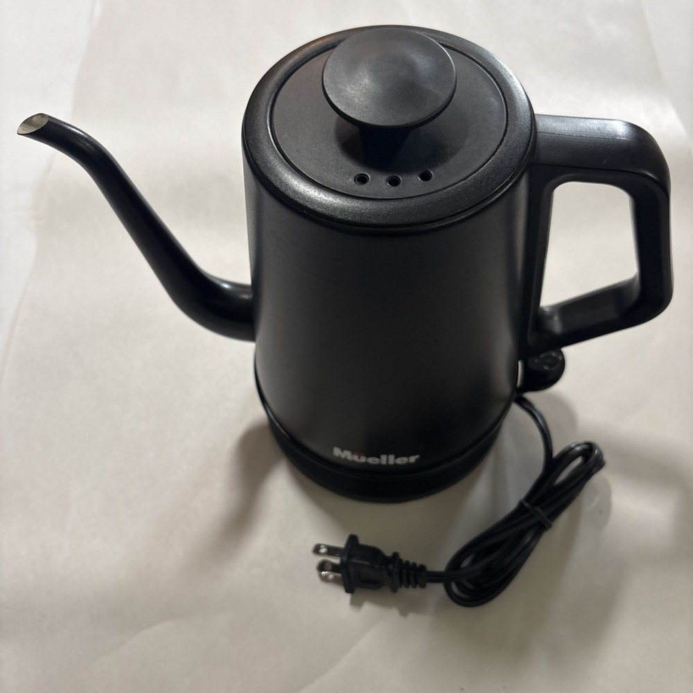 Mueller Pouring Electric Gooseneck Kettle Stainless Steel Matte Black Tested EUC
